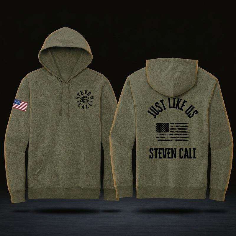 &ldquo;Just Like Us&rdquo; Hoody &mdash; front and back