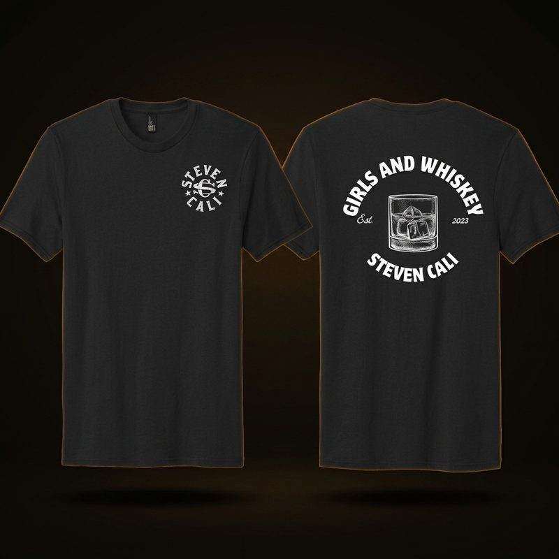 &ldquo;Girls & Whiskey&rdquo; Tee &mdash; front and back
